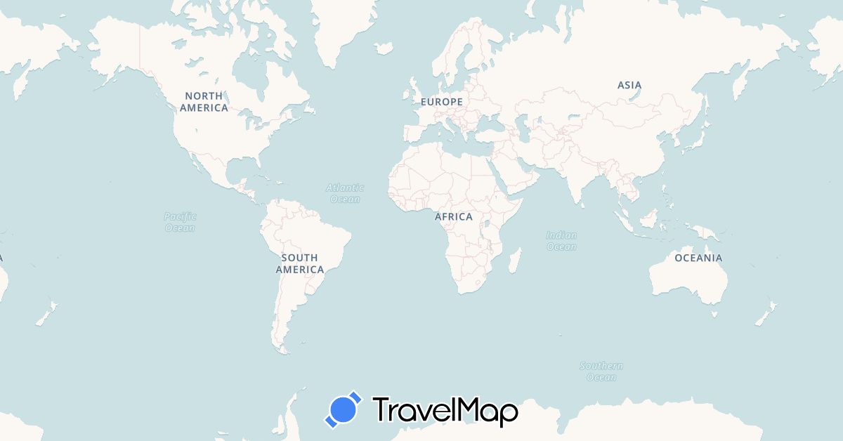 TravelMap itinerary: driving in Argentina, Brazil, Spain, France, United Kingdom, Morocco, Uruguay (Africa, Europe, South America)